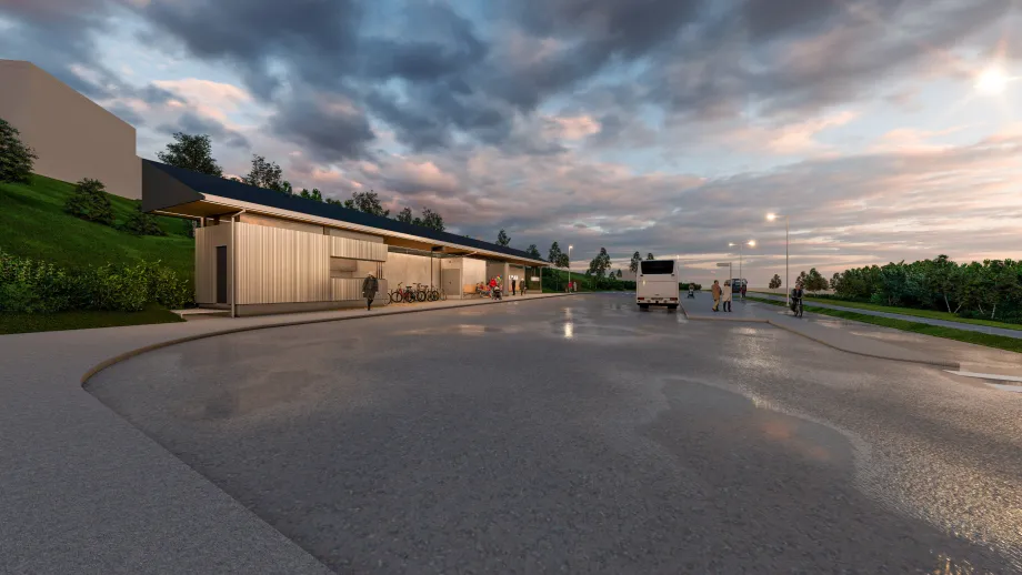Skjelnan innfartsparkering perspektiv fra nord