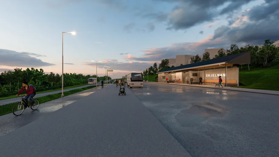Skjelnan innfartsparkering perspektiv fra sør