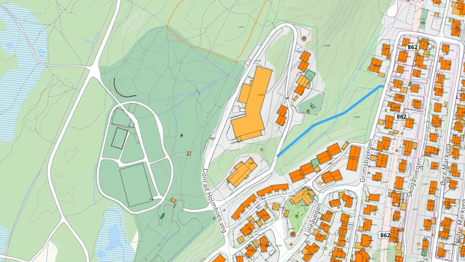 Kart som viser snarvei i Storskogen