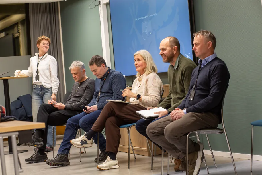 Flere personer samlet i et panel i møtet