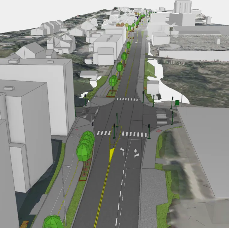 Illustrasjon av veikryss