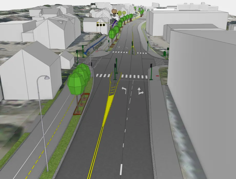 Illustrasjon av veikryss