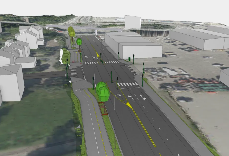 Illustrasjon av veikryss