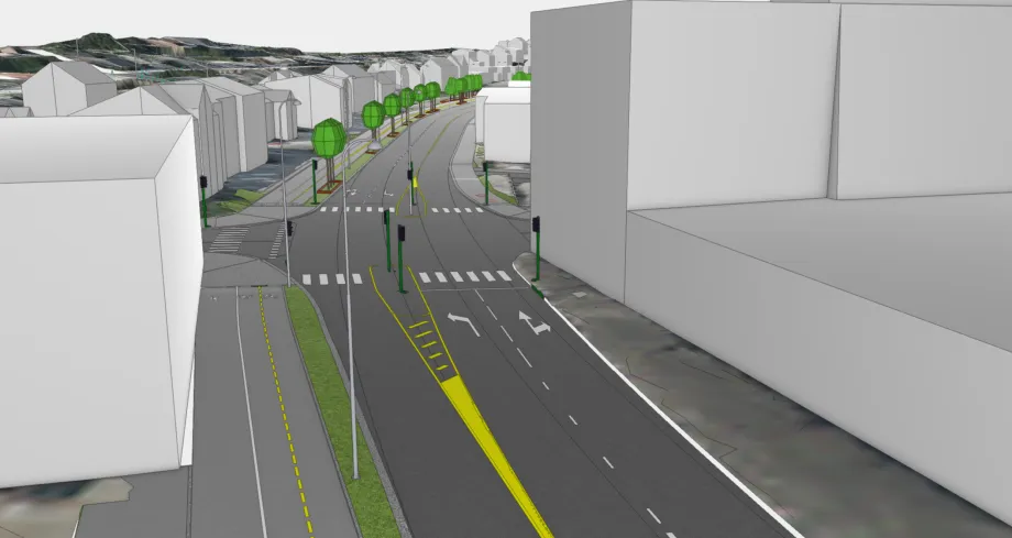 Illustrasjon av veikryss.