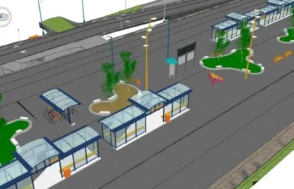 Bussterminal i Giæverbukta. Illustrasjonen er et tidlig utkast.