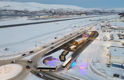 Ny bussterminal i Giæverbukta sett fra lufta